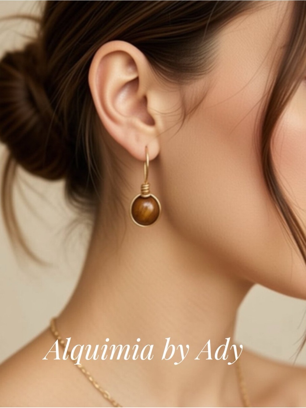 Jasper Gold and Warm Brown Orb Drop Earrings